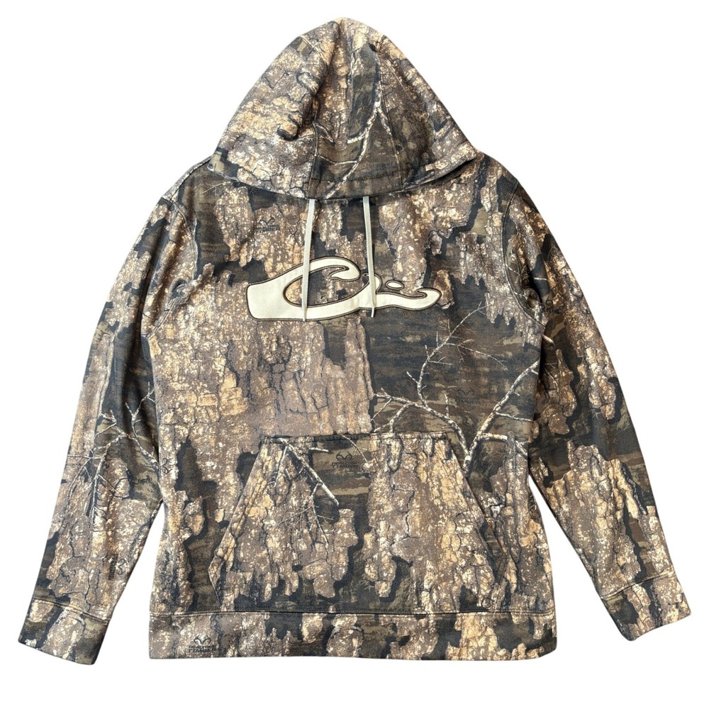 Drake Waterfowl Systems Camo Hoodie Pullover Mens M Realtree Timber Mossy
